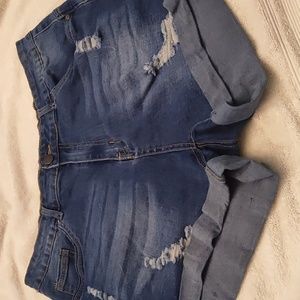 Plus Size Distressed Denim Shorts, Sz XL, Good Stretch